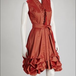 Orange Sienna Pleated Collar Pickup Cocktail Dress - Size Large